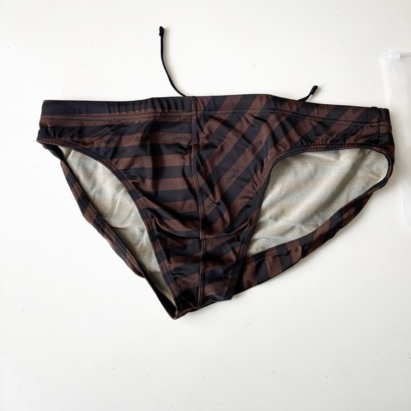 Charlie by MZ Lifeguard Swim Brief Size Medium New Espresso Icon Stripe - Picture 3 of 10